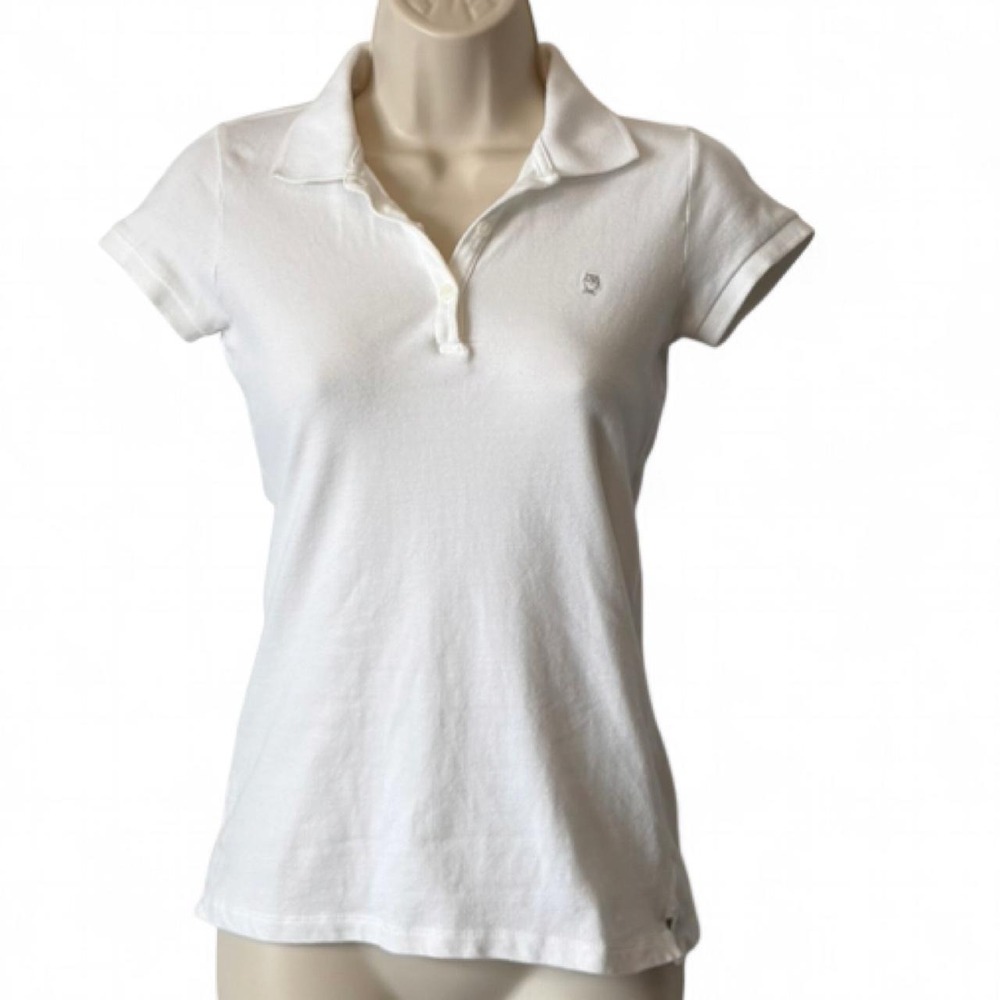 Vintage Y2K Mossimo White Pique Polo Shirt, Women's Size M